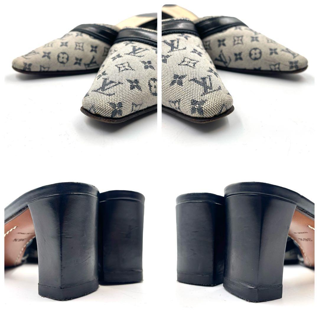 《超美品》ルイヴィトン サンダル ミュール モノグラムミニ キャンバス グレー