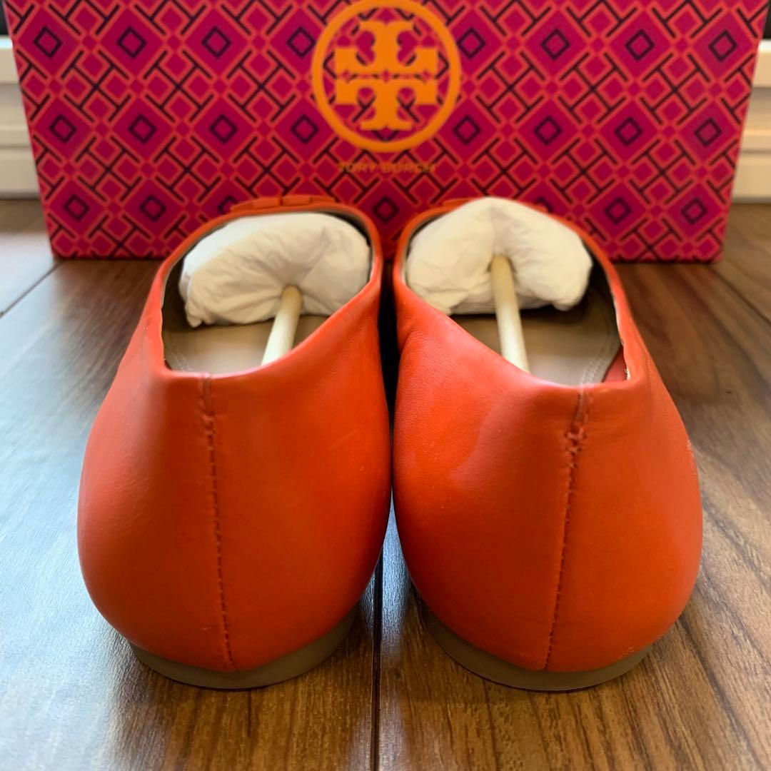【美品】Tory Burchフラットシューズ 朱色 オレンジ／23.5cm