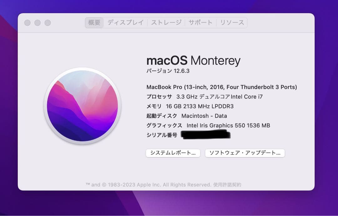 MacBook Pro シルバー 本体 2016 16GB 3.3GHz
