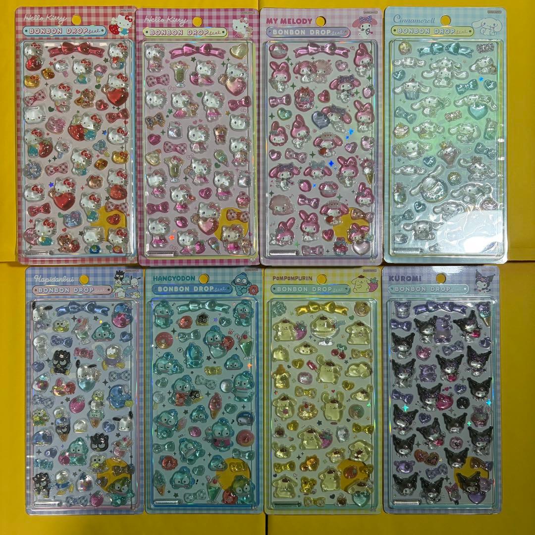 【正規品】ボンボンドロップシール　サンリオ　全8枚セット サンスター文具 ボンボンドロップシール ミニ サンリオキャラクターズ