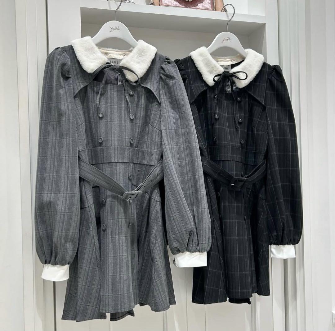 bubbles ファーカラープリーツワンピース M - メルカリ