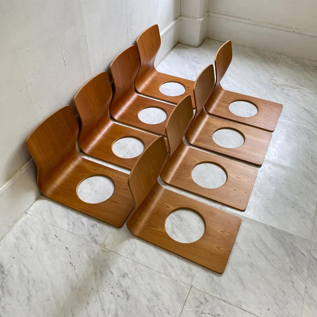 天童木工 Tendo 座椅子 木製 座椅子 藤森健次デザイン 8セット 美品 Tendo / 天童木工 座椅子 S-5046KY-NT 藤森健次 中古 ケヤキ 和室 日本