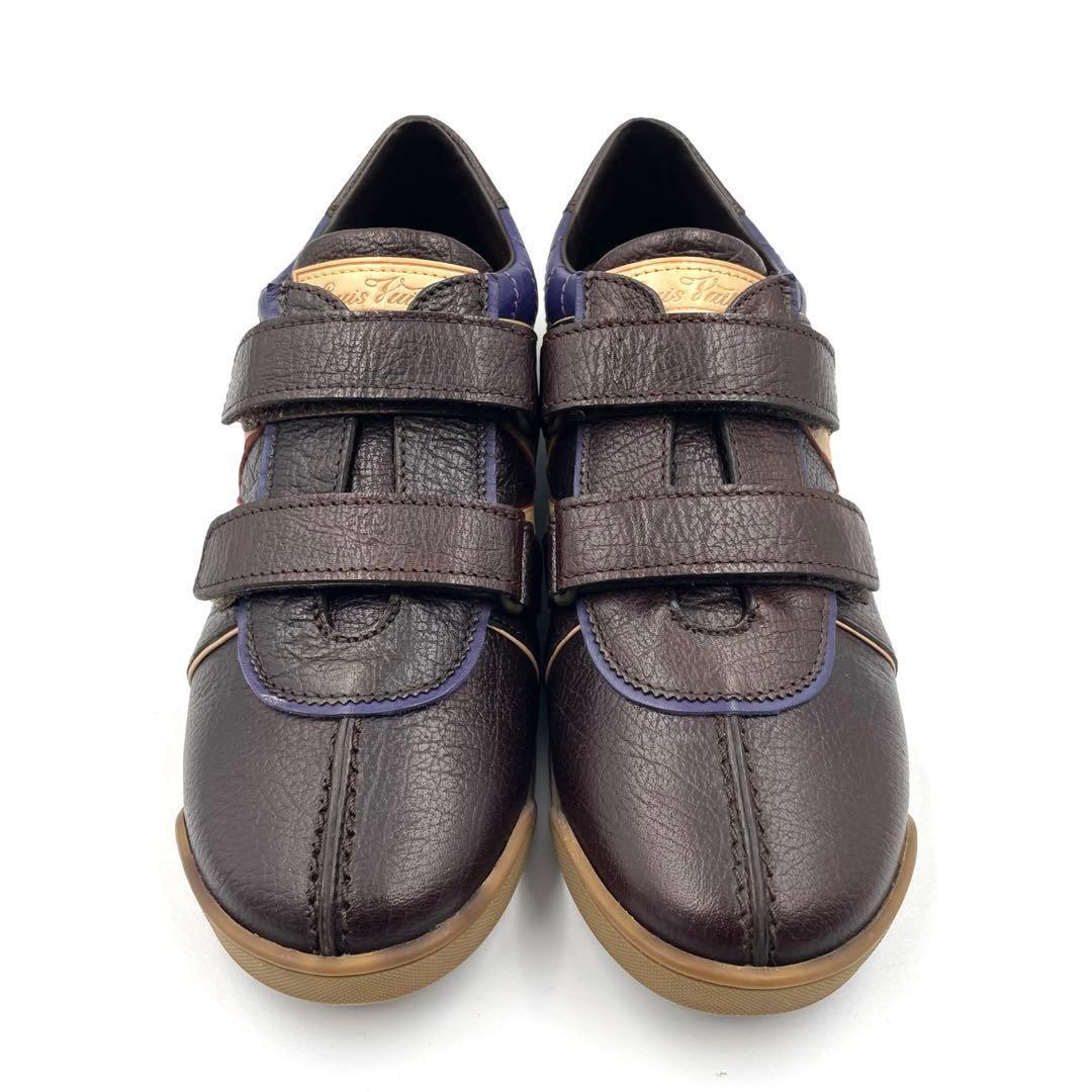 《未使用品》ルイヴィトン キッズ LVロゴ ベルクロ 本革 茶系33 付属あり