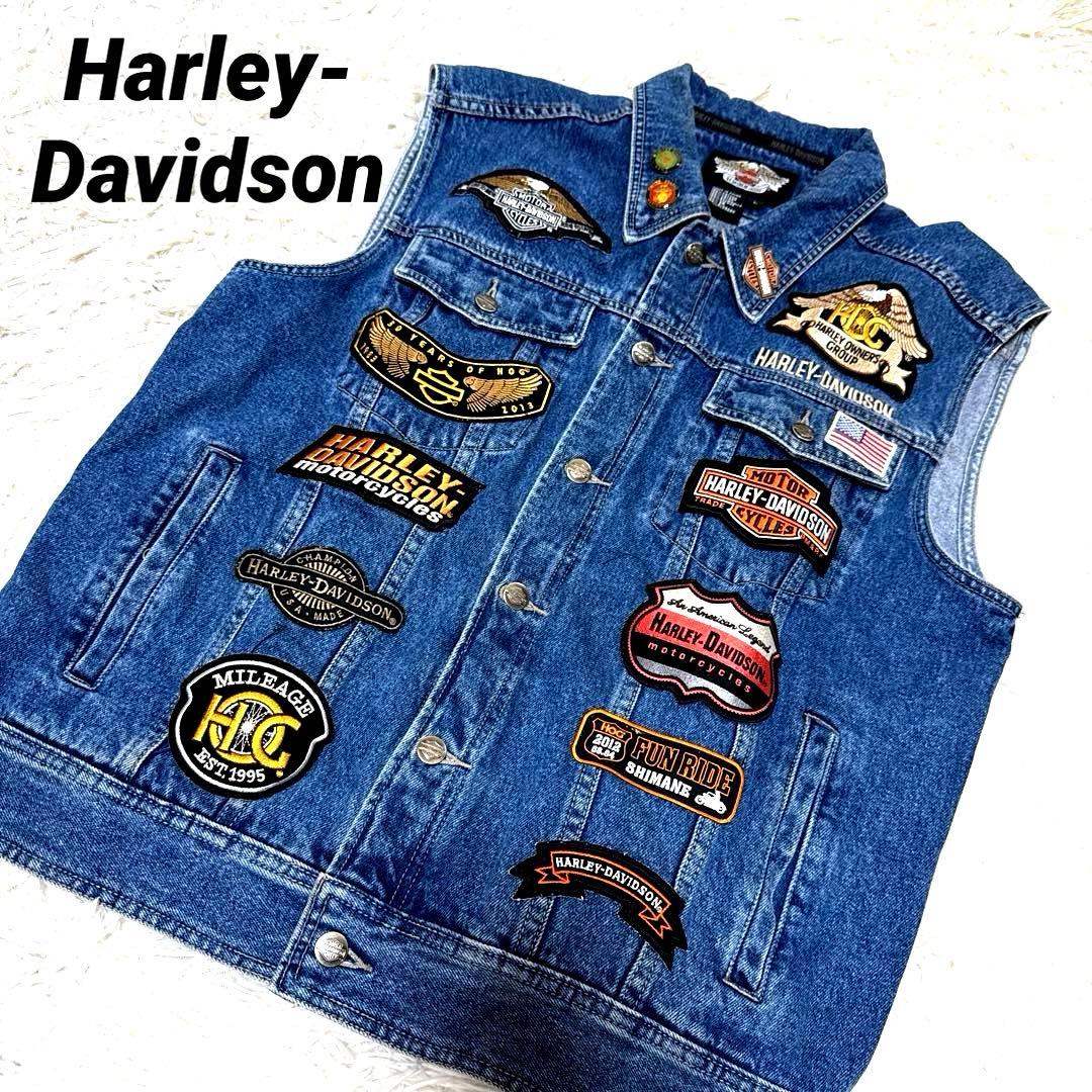 Harley-Davidson ハレーダビッドソンデニムベスト刺繍ワッペンバッチ