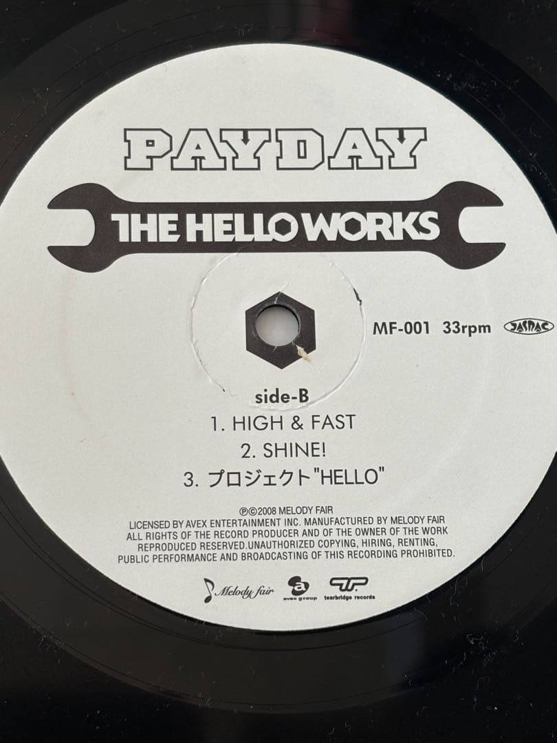 THE HELLO WORKS / PAYDAY LP レコード スチャダラパー