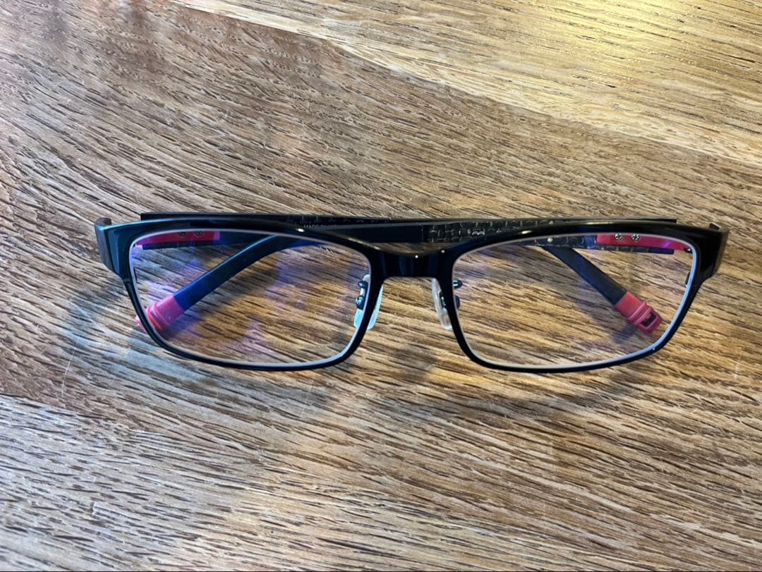 美品TUMI メガネ10-0011 日本製 黒×赤 度なし ブルーライト - メルカリ