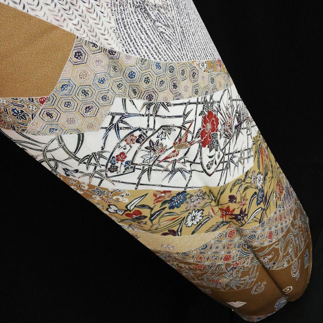 しゃれ訪問着(袷) (地紙に花鳥 源氏香 花唐草 吉祥紋 ちりめん ガード