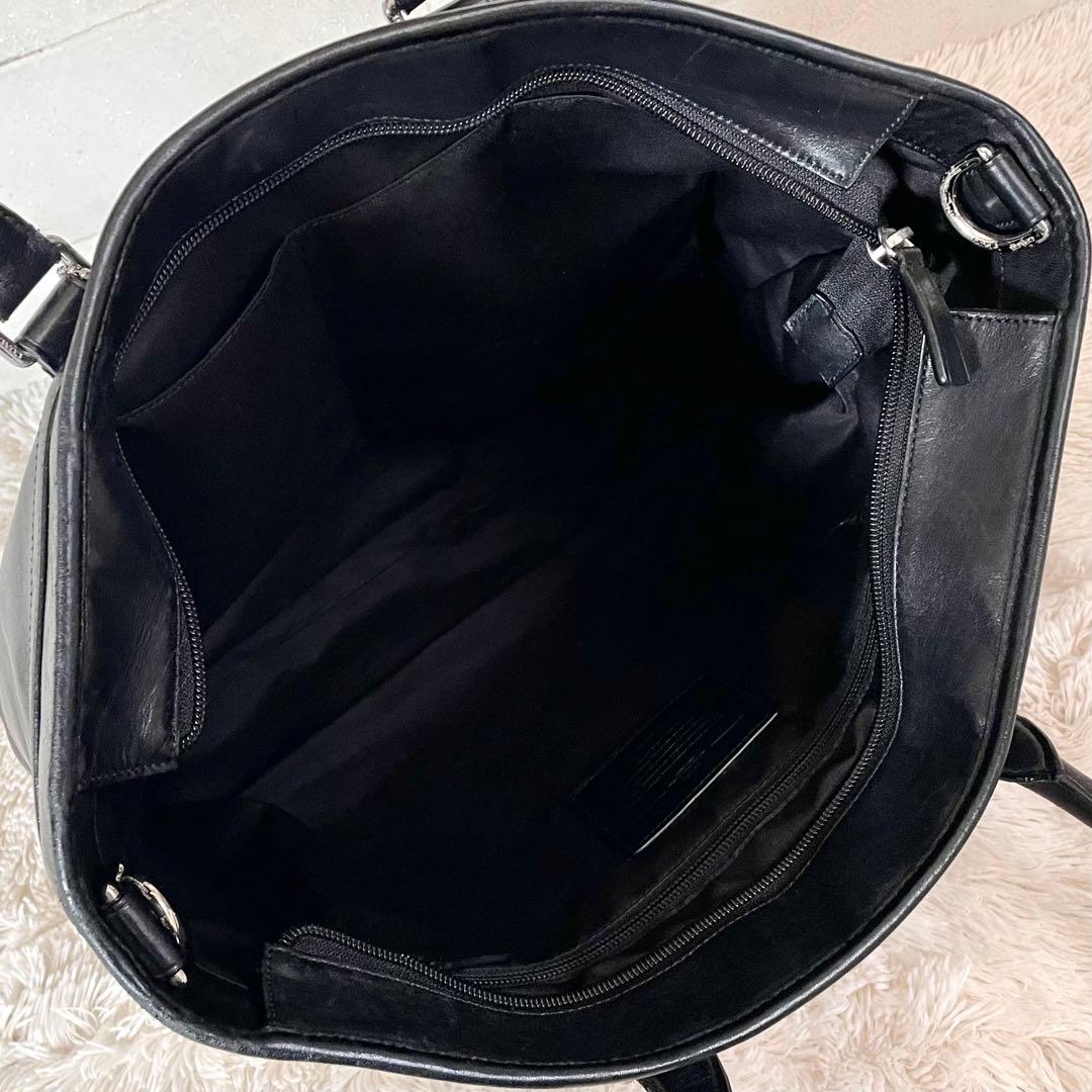COACH コーチ トート ビジネス バッグ レザー ブラック 黒 A4収納可能