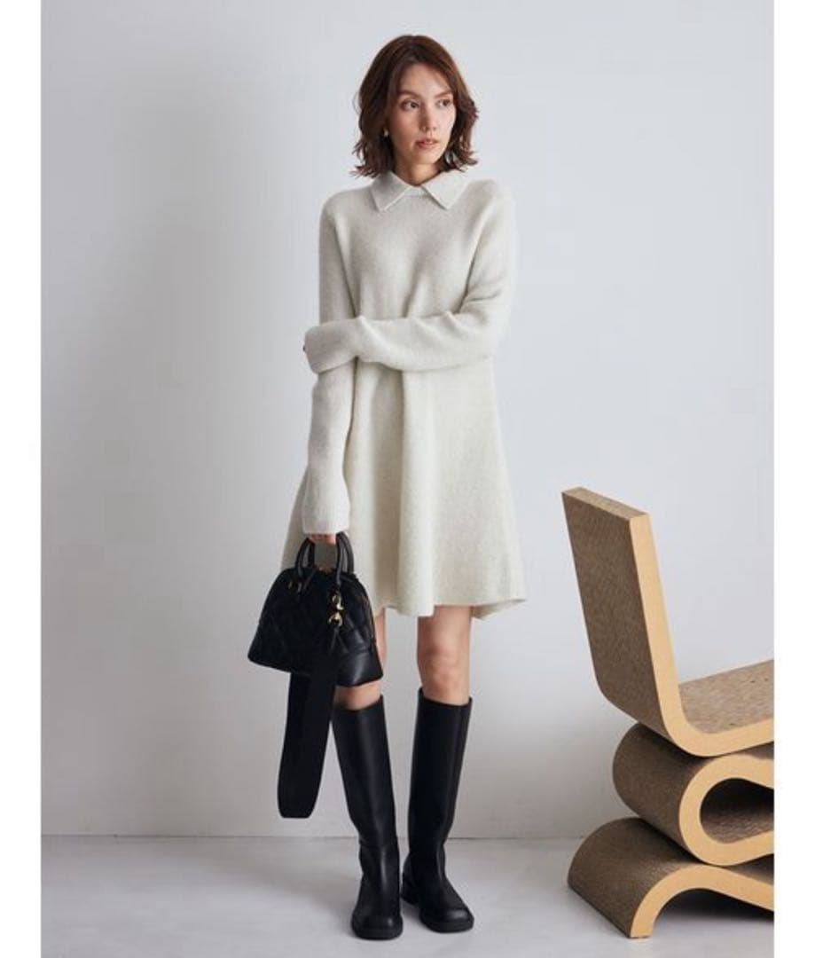 ★即購入OK★新品未使用★MilaOwen 襟付きペプラムニットミニワンピース 襟付きペプラムニットミニワンピース（ニット/セーター）｜Mila Owen