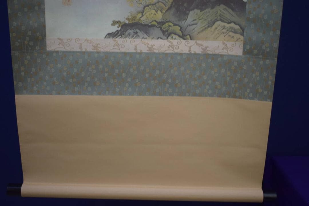 複製/川合玉堂/秋渓帰樵図/桐共箱付/工芸/布袋屋掛軸