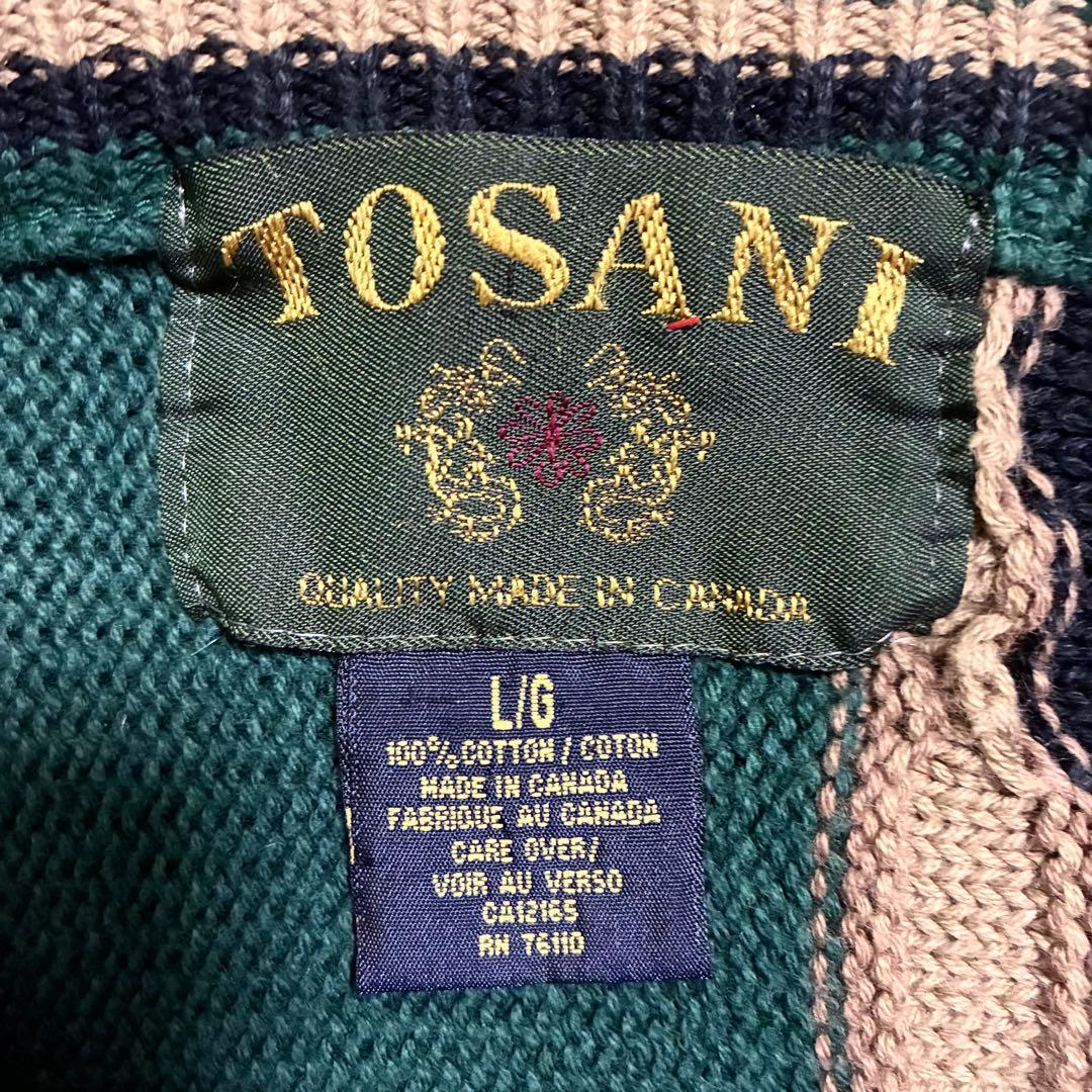 美品 90s 3Dニット セーター CANADA製 TOSANI 幾何学模様 - トップスお