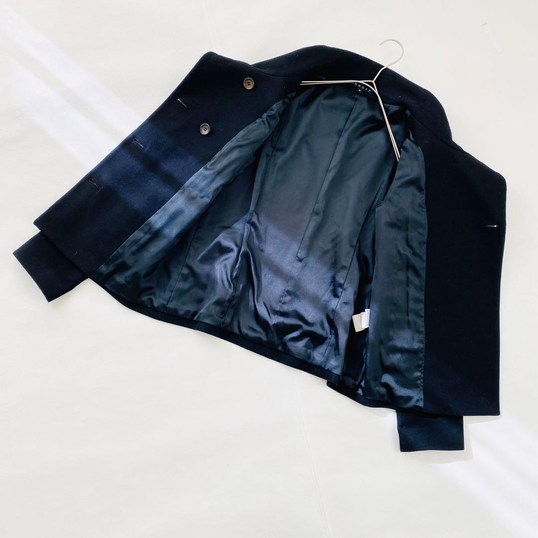 2961A美品 セオリー スタンドカラーショートウールコート 黒 大きい