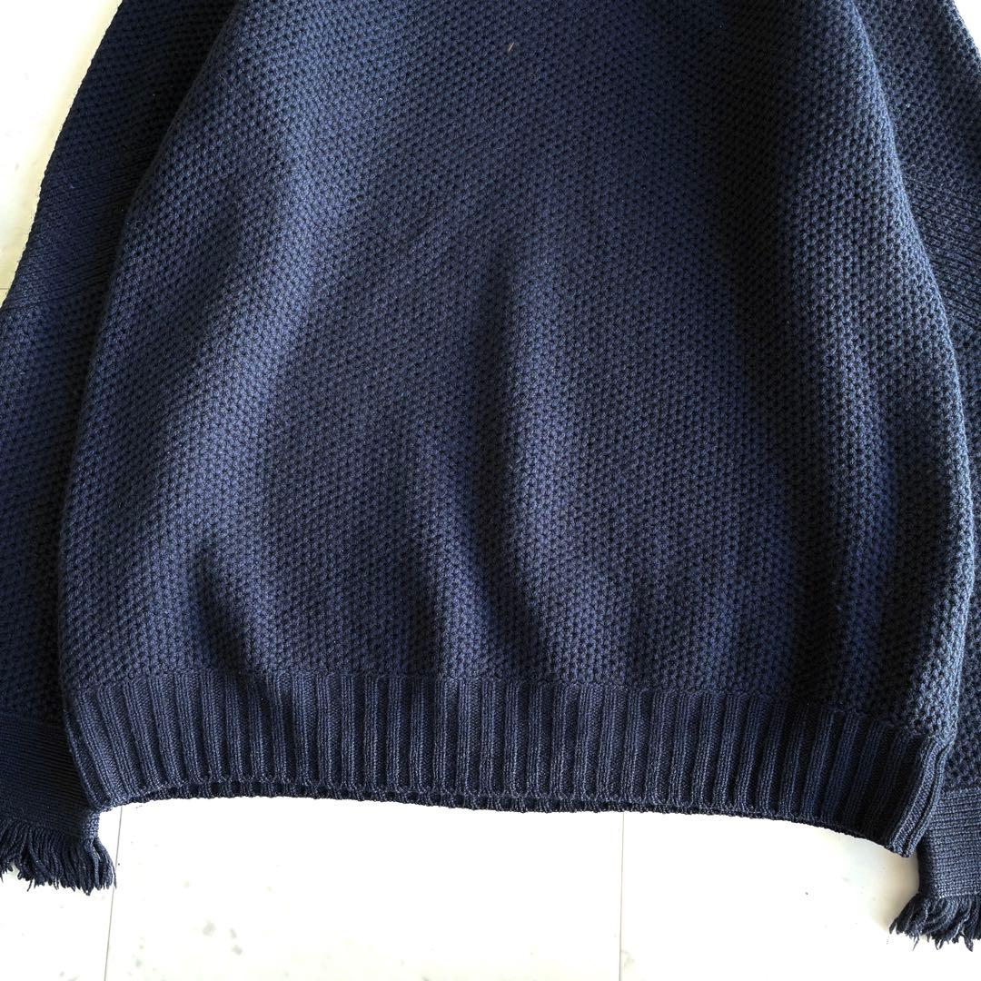sacai サカイ 長袖フリンジニット ダークネイビー サイズ3 - メルカリ