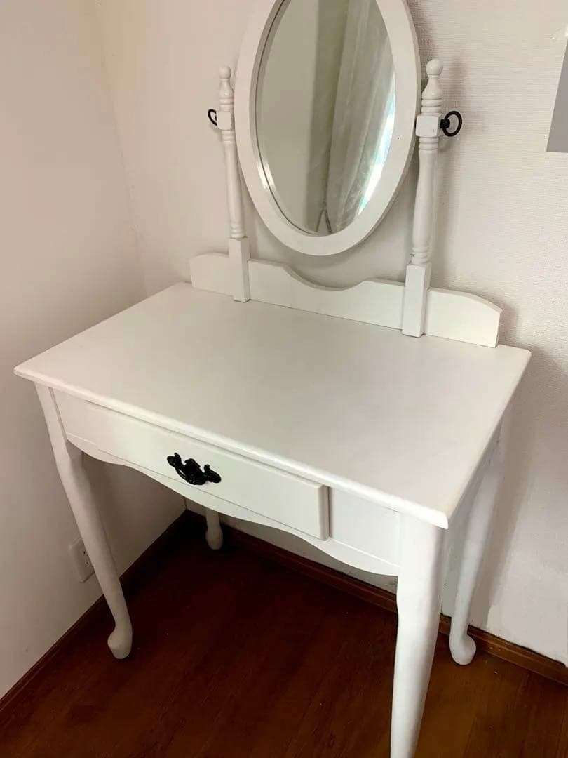 ホワイト木製ドレッサー・鏡台 直接お持ち帰り専用特価も可能 ドレッサー 幅60cm スリム 完成品 コンパクト ミラー 姿見 鏡台