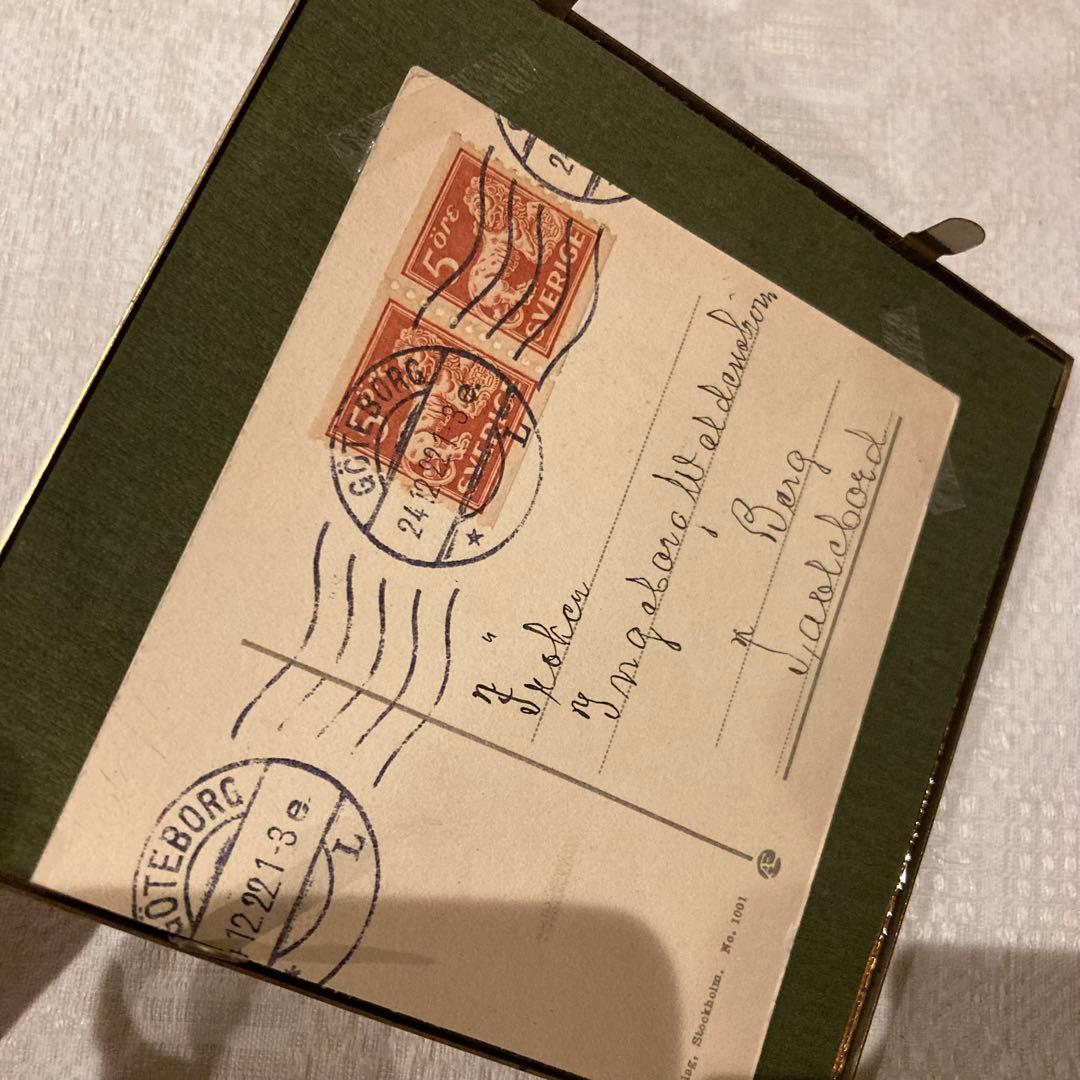 アンティークフレームE☆1920年代超希少MAJ LINDMANツリーカード入りの