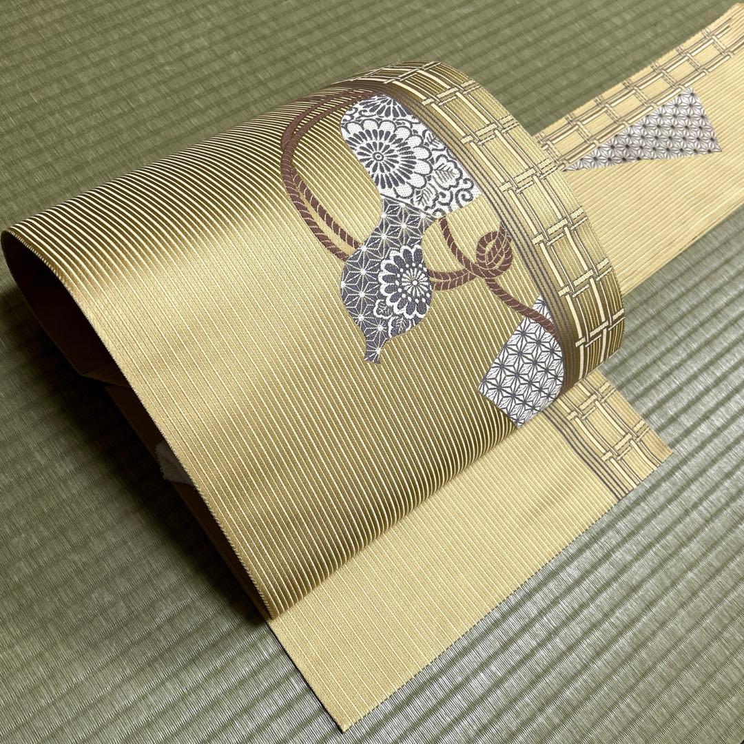 正絹　博多織 名古屋帯《刺繍　ひょうたん》