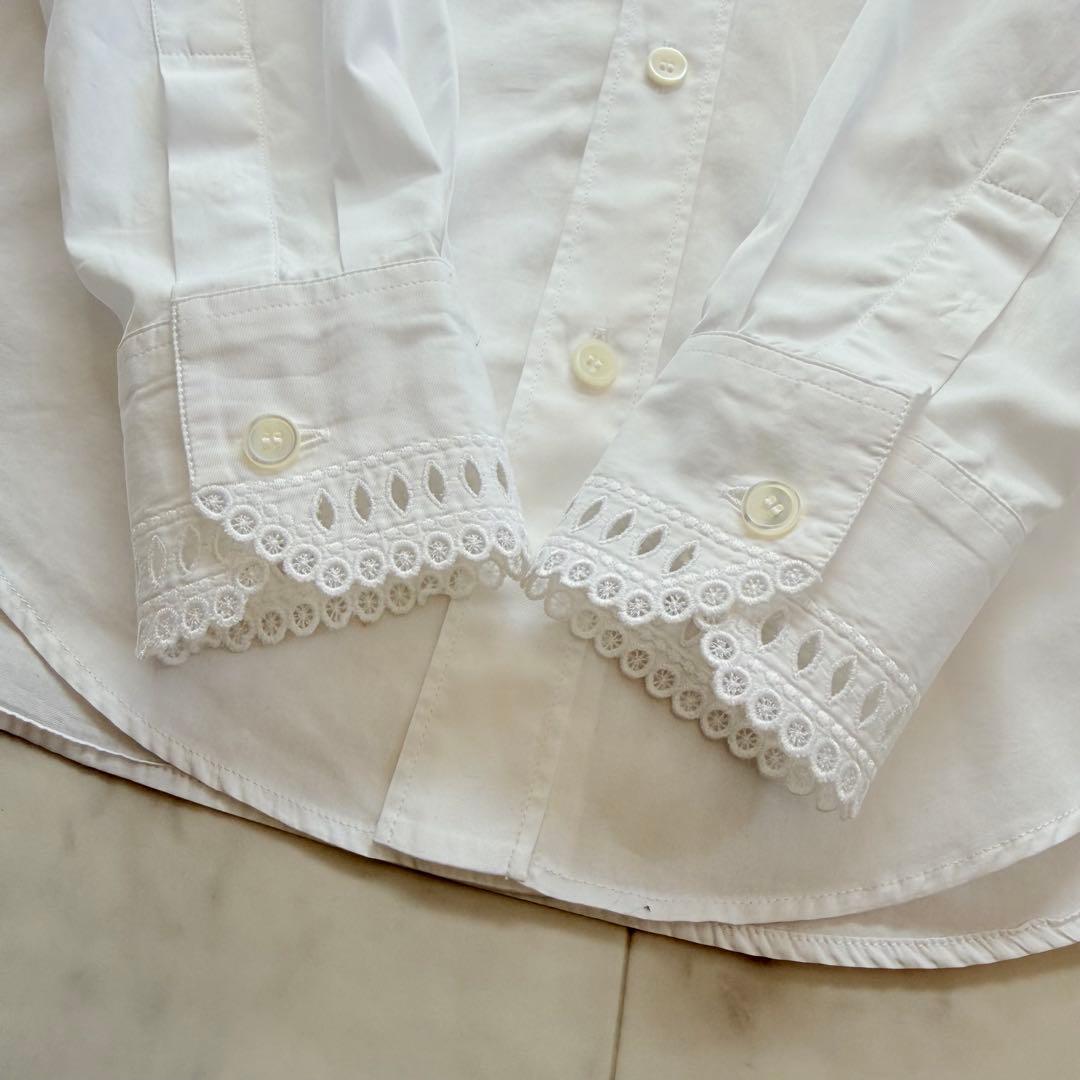 極美品☆CELINE エディ期 エンブロイダリー カラー 白シャツ ブラウス