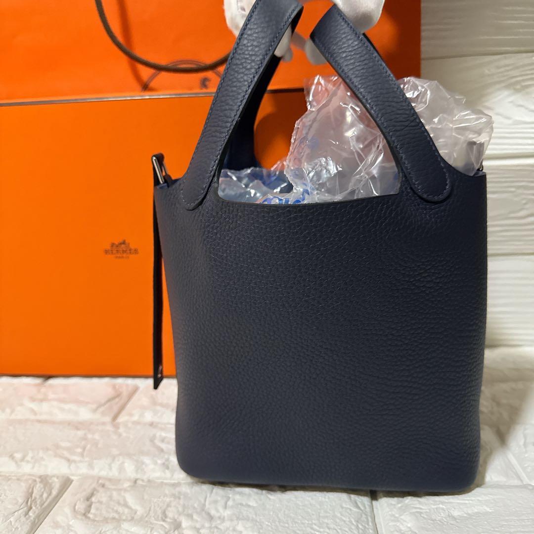 新品 HERMES エルメス ピコタンPM ブルーニュイ シルバー金具 18