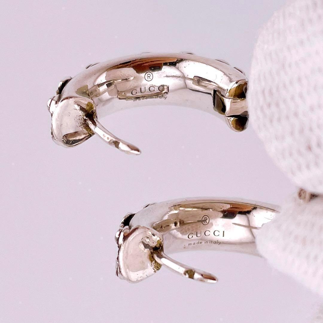 ☆グッチ☆ ピアス インターロッキングG フラワー 花柄 925 シルバー