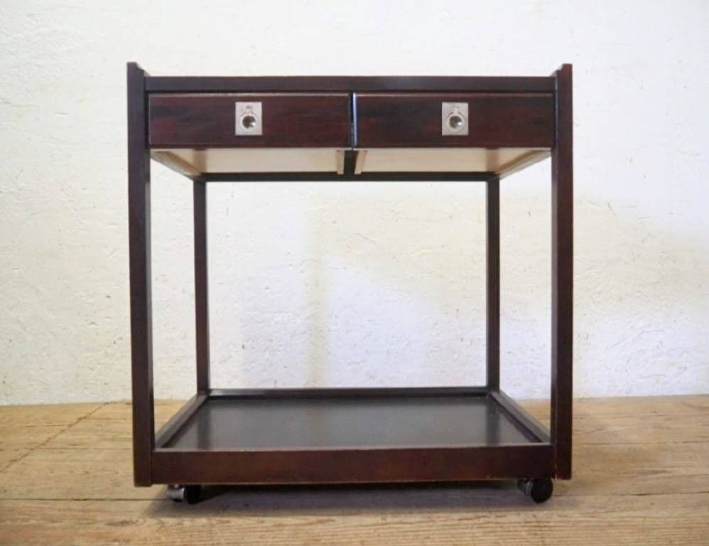 1072 オールドカリモク キャスターワゴン 陳列台 作業台 キッチン テーブル