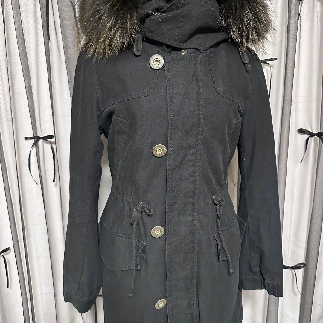 平成ギャル y2k ファー付き モッズコート 黒 アウター フェアリー