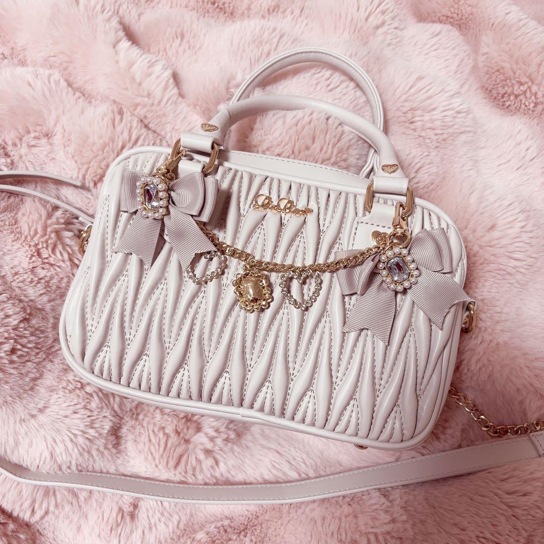 LIZLISA キルティングリボンチャームポシェット ピンク