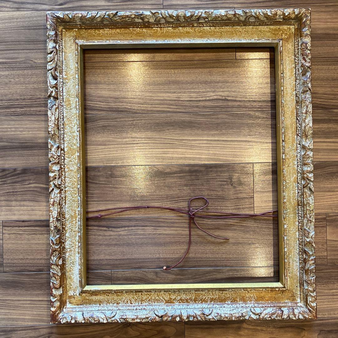 大型木製額縁　アンティーク　フレーム 額縁樹脂おしゃれアンティークフレーム正方形ゴールド8149額縁寸法