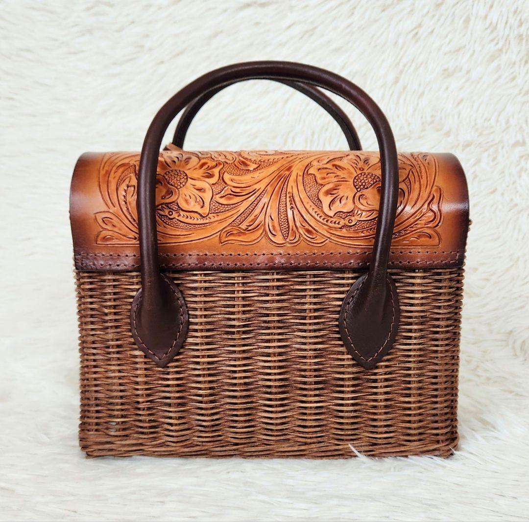 《未使用》グレースコンチネンタル カービングトライブス かごバッグ