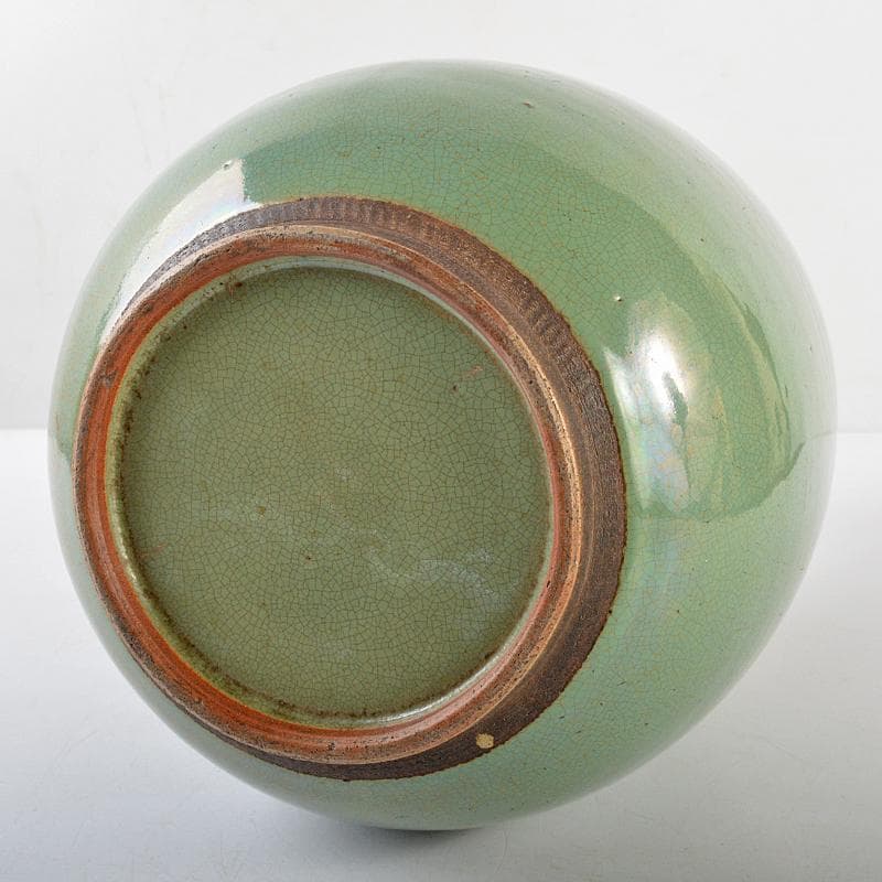 富山県 越中小杉焼 青磁 鶴首瓶 時代箱付 K R5997B - メルカリ