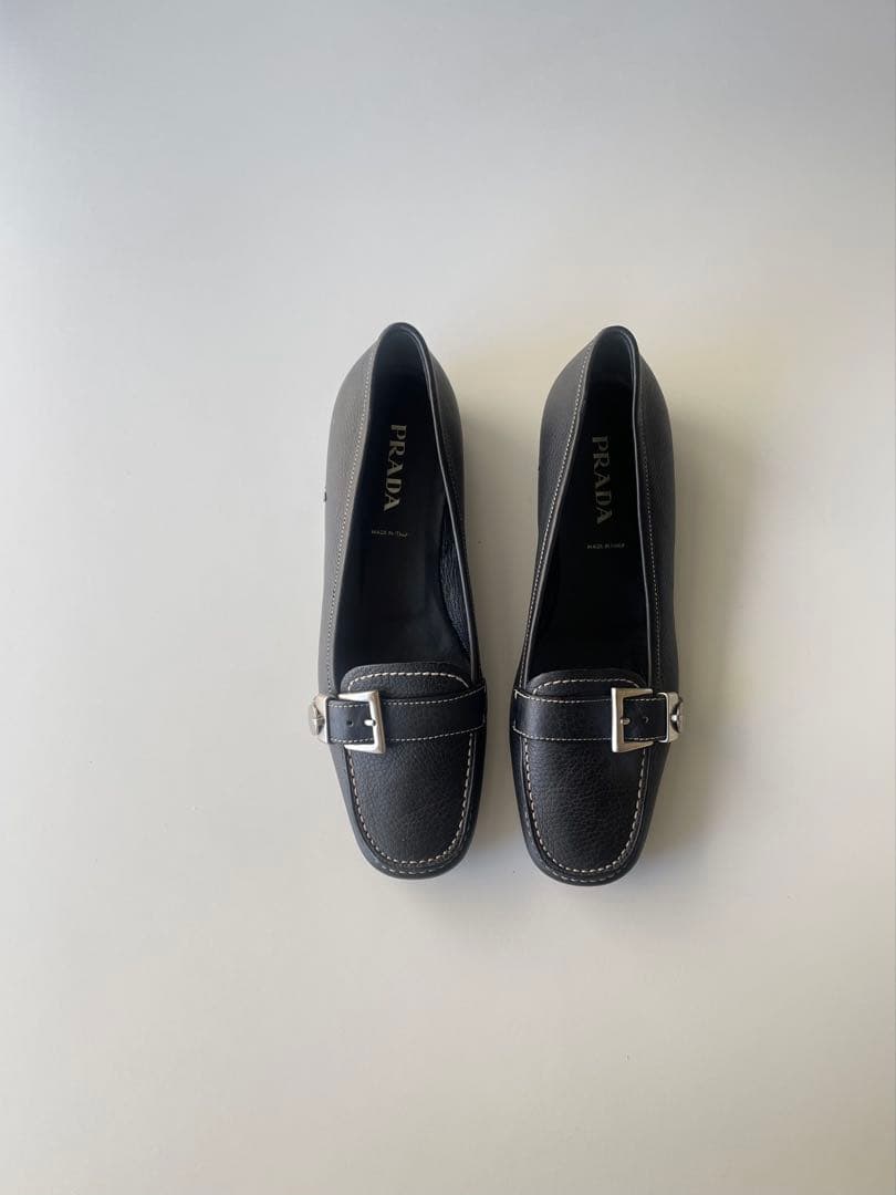 靴 Prada Leather Shoes 36 1/2 Black Toblach Laced Leather Shoes | PRADA