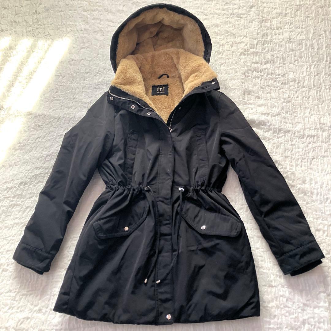 ZARA ザラ trf モッズコート 裏地ボア 黒 ブラック 防寒 訳あり - メルカリ