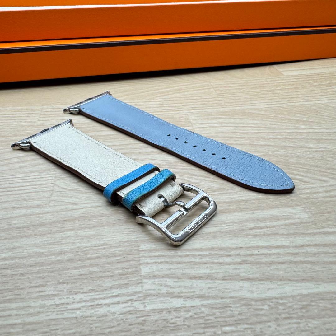 2459 Apple Watch エルメス ブルーラン ホワイト HERMES - メルカリ