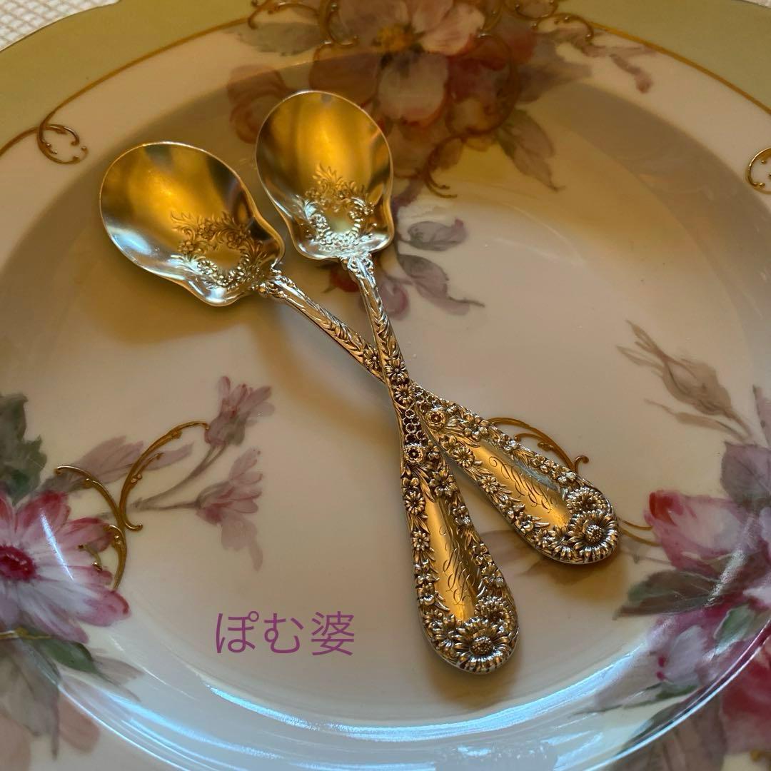 【米国／ドミニク＆ハフ】純銀 スターリングシルバー／アイスクリームスプーン ２本 東京銀器伝統工芸士 上川宗達 | ピュアシルバーアイススプーン | 純銀