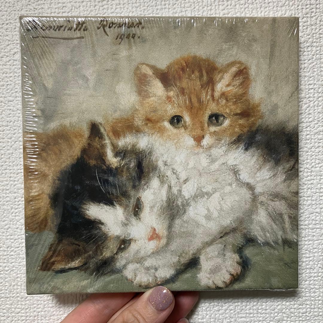 絵画 油絵風 キャット 猫ちゃん 子猫 キャンバス ボード 正方形 - メルカリ