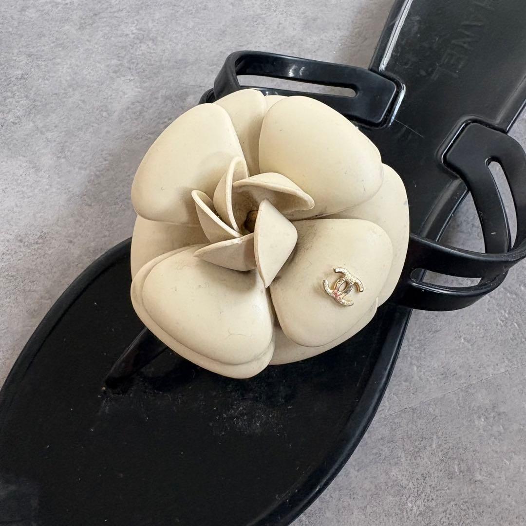 美品❗️】CHANEL シャネル カメリア トングサンダル サンダル 37