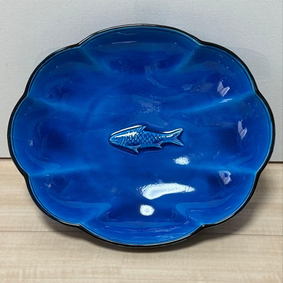 幸兵衛窯(人間国宝 加藤卓男)青釉魚紋大鉢 ペルシャブルー 美品 - メルカリ