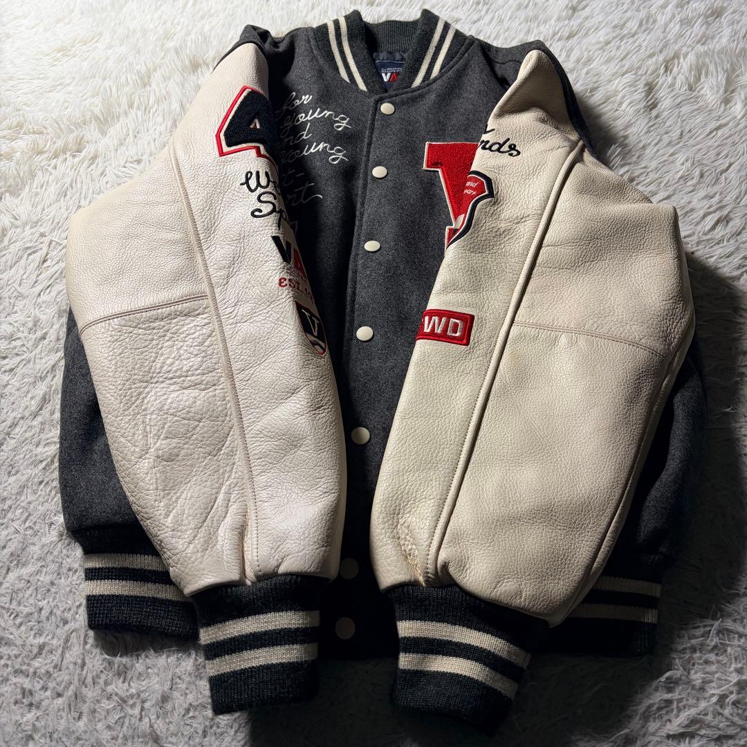 希少□VAN JACKET スタジャン セミデコ 袖レザー グレー L - メルカリ