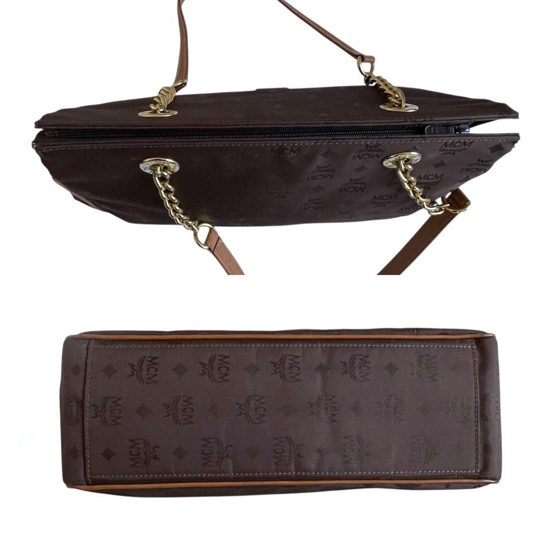 希少！廃盤品】MCM チェーンショルダーバッグ ロゴ総柄 旧ロゴ期 PVC
