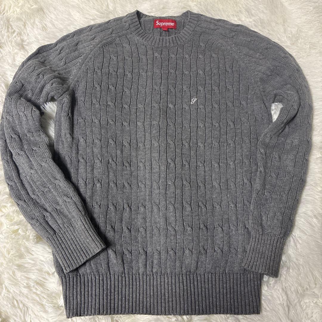 Supreme ケーブル編み ニットセーター M グレー Supreme グレー ケーブルニットセーター M - メルカリ