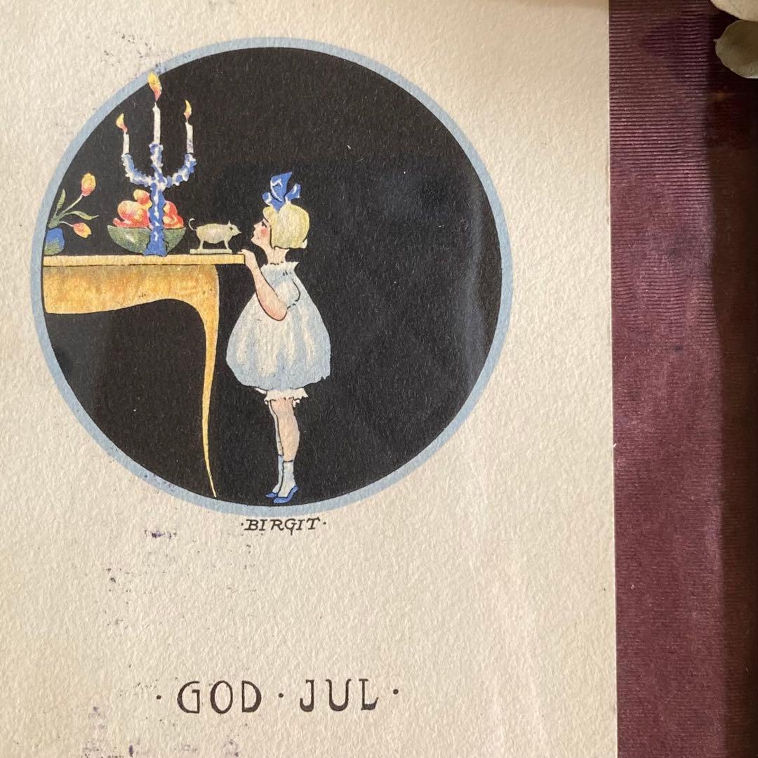 アンティークフレームD☆1920年代超希少なBIRGITのアンティークカード