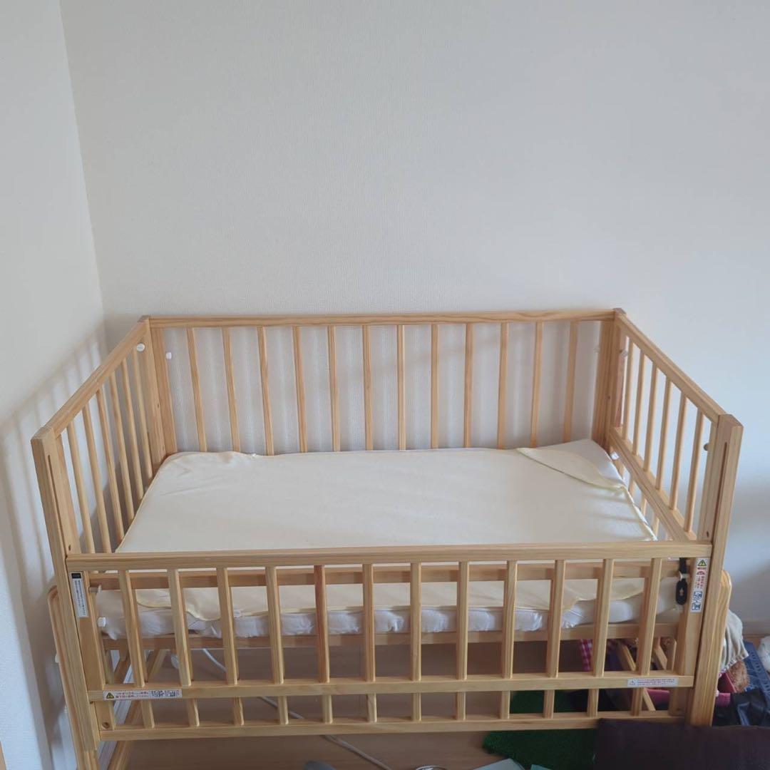 YAMATOYAのベビーベッド マットレス付き 旧タイプベビーベッド そいねーる ラージ マットレス付き キャスター