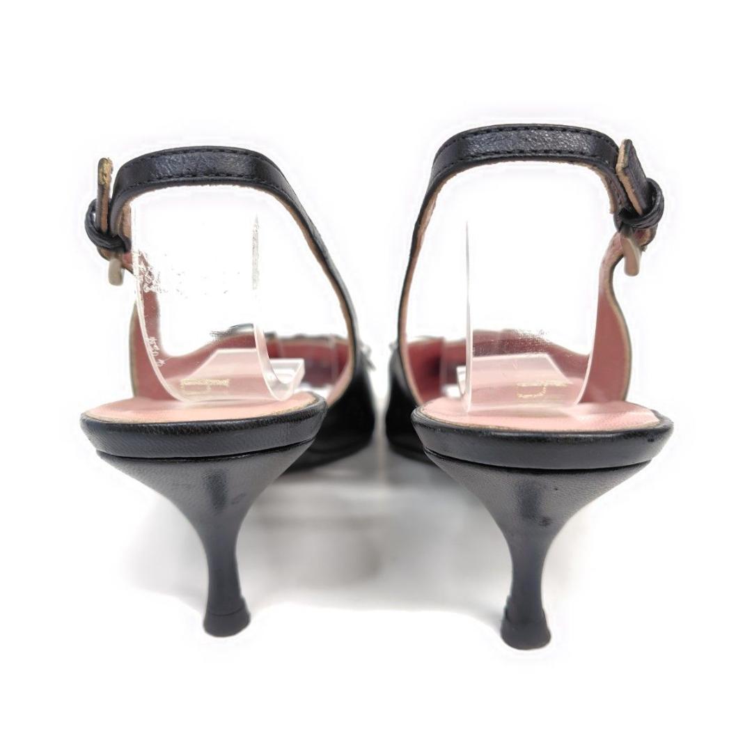 PRADA プラダ サンダル 21.5cm リボン ポインテッド 34.5 黒