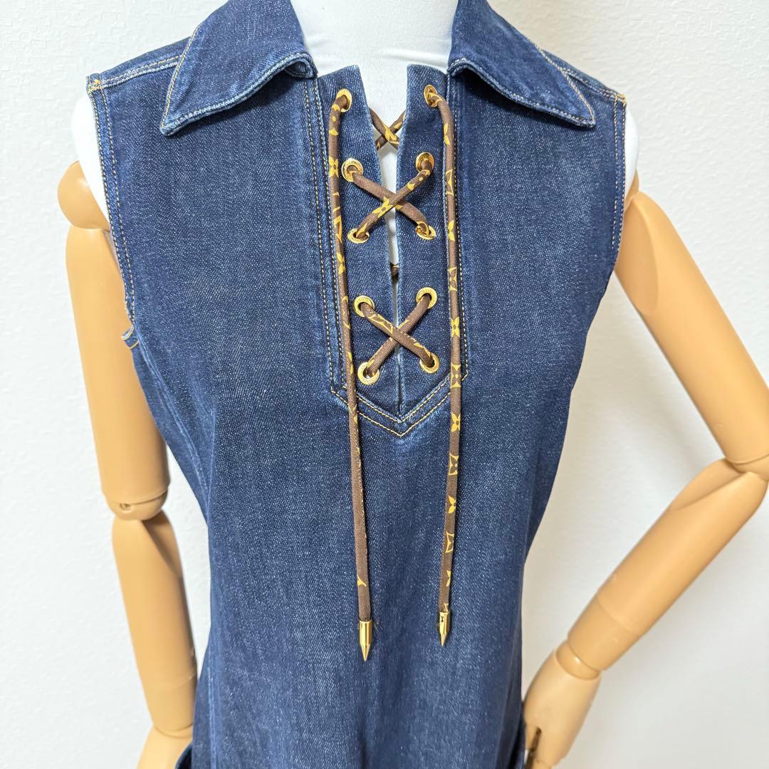 LOUIS VUITTON ルイヴィトン デニムワンピース ノースリーブ LV - メルカリ