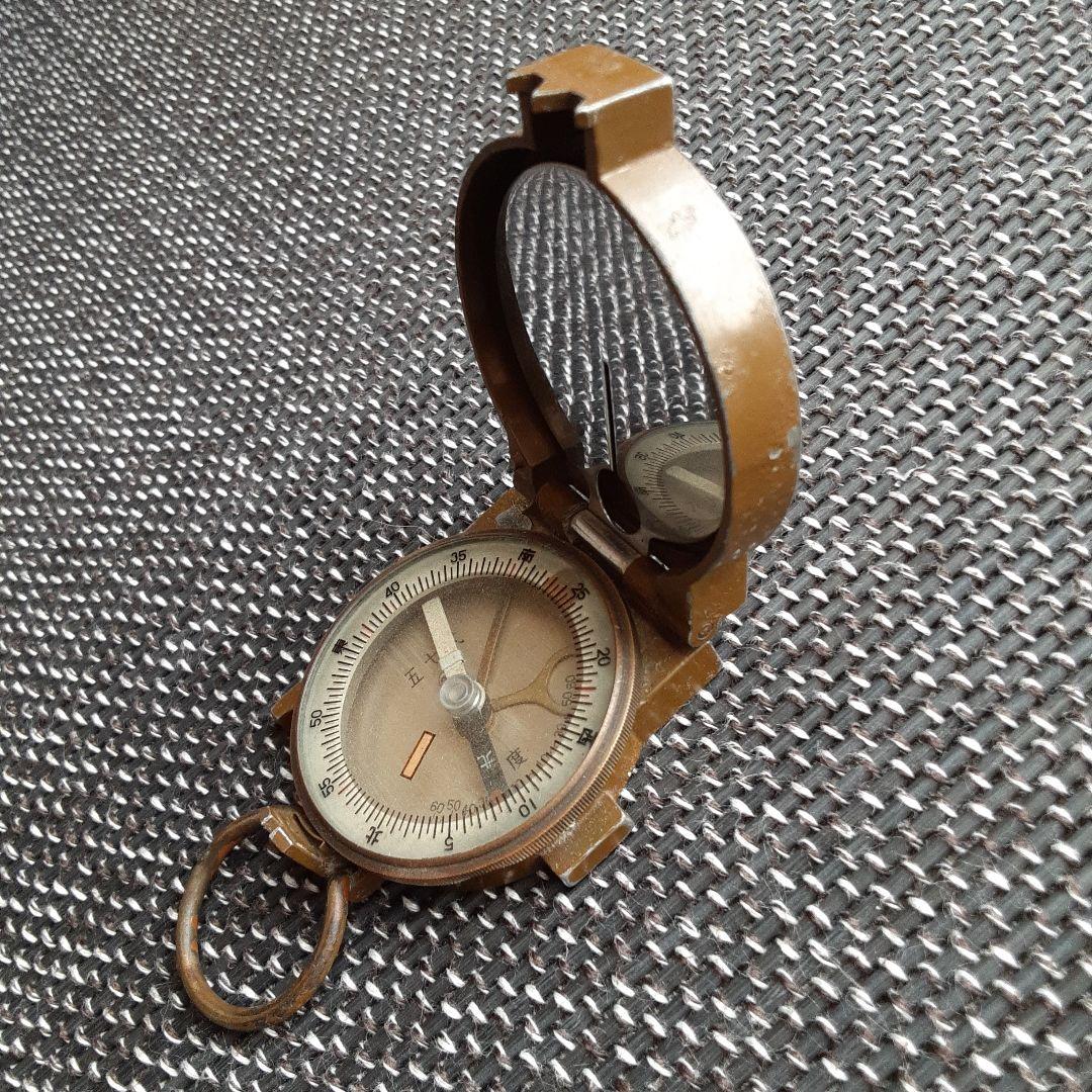 古い日本陸海軍五七式羅針盤/コンパス方位計地図磁石/野外行軍装備/銃