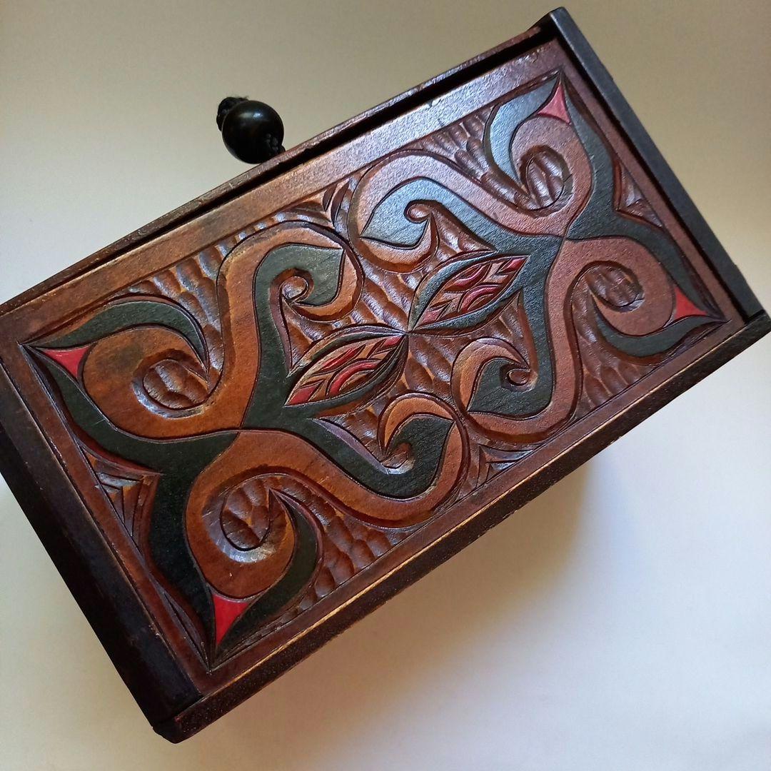 アイヌ文様 木箱 阿部尤三 工芸品 民芸 - メルカリ