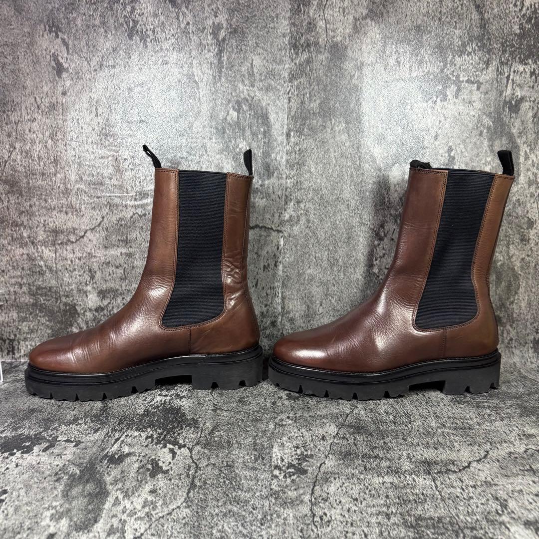 【美品】SAYA サイドゴアブーツ タンクソール ブラウン レザー 24.5cm