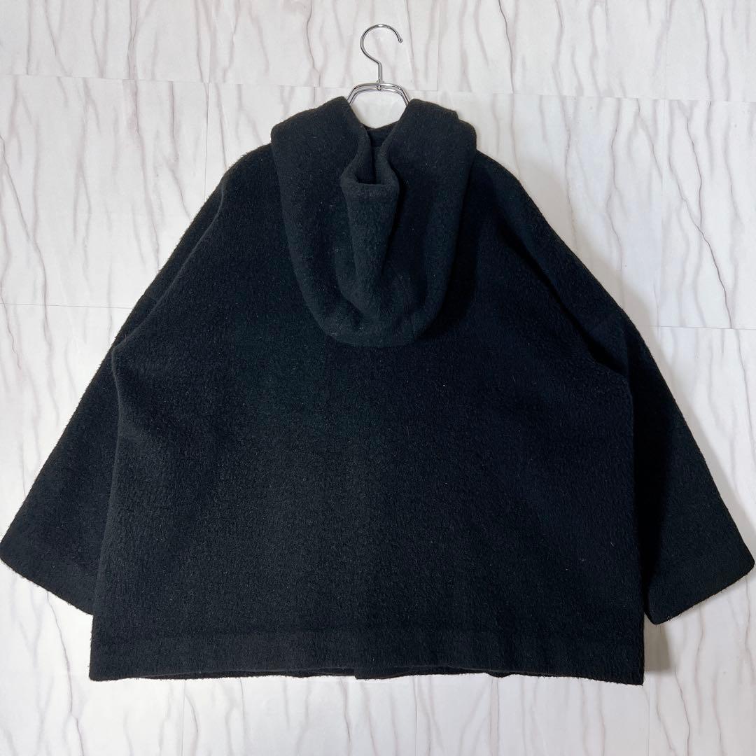 《美品》ヨーガンレール フーデッド ウール コート ゆったり 黒 Mサイズ