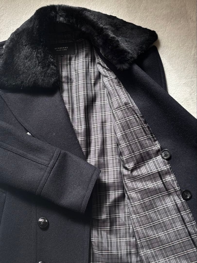 美品)BURBERRY BLACK LABEL ウールピーコート - メルカリ