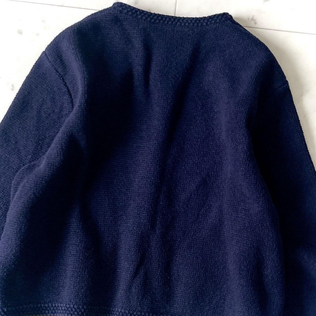 美品 マカフィー ハーフミラノリブ クロップドカーディガン ネイビー
