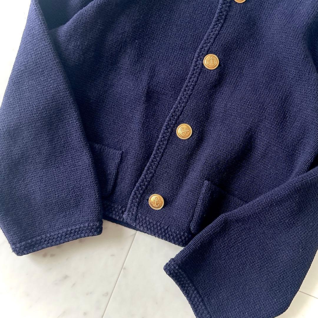 美品 マカフィー ハーフミラノリブ クロップドカーディガン ネイビー